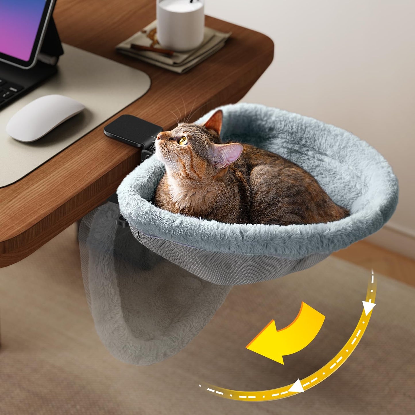 JUNSPOW Faux Pet Furniture Rabbit Fur Folding Cat Bed Space-Saving NEW