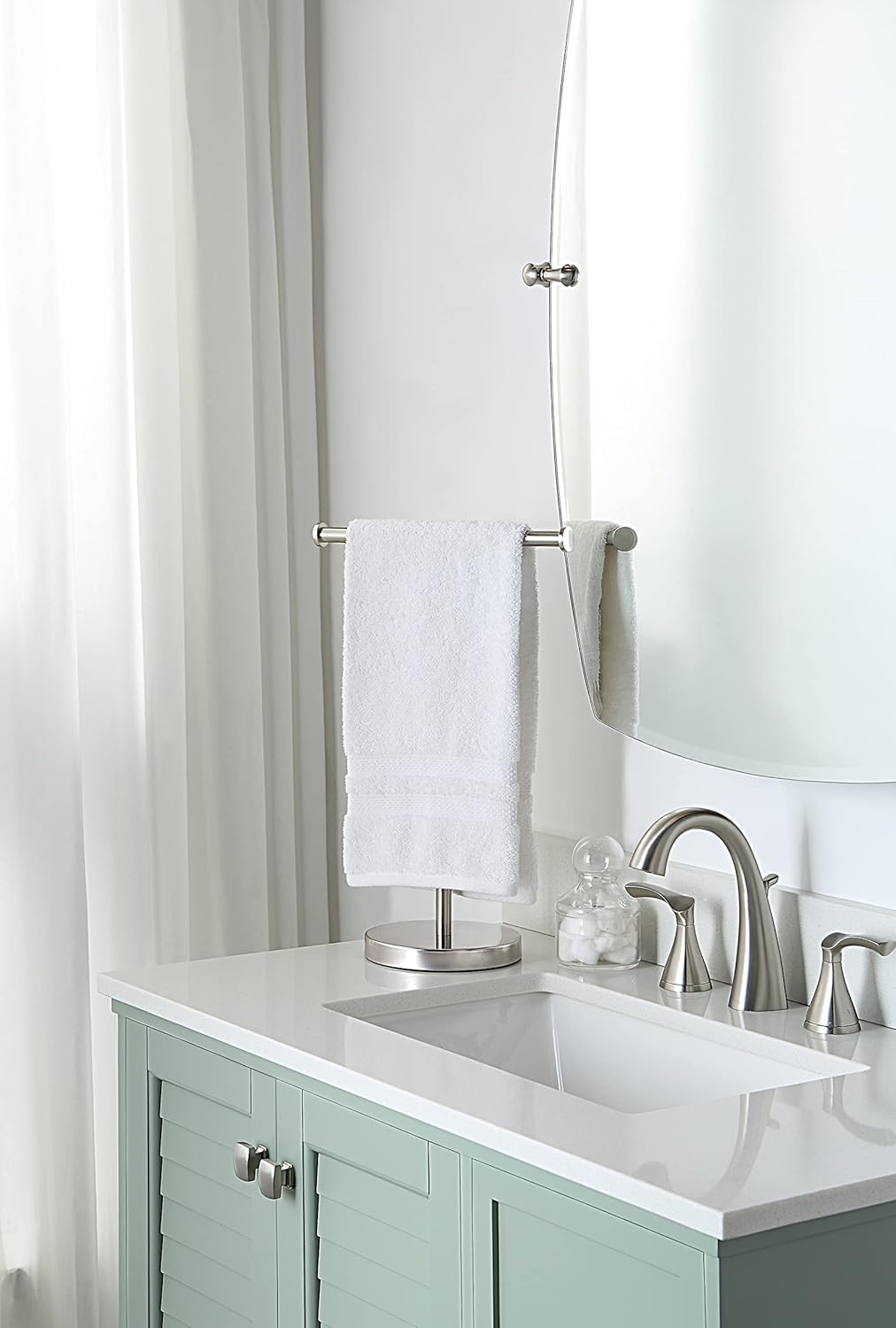 SunnyPoint Countertop Towel Holder Stand Stainless Steel T-Bar 16.5" Tall NEW
