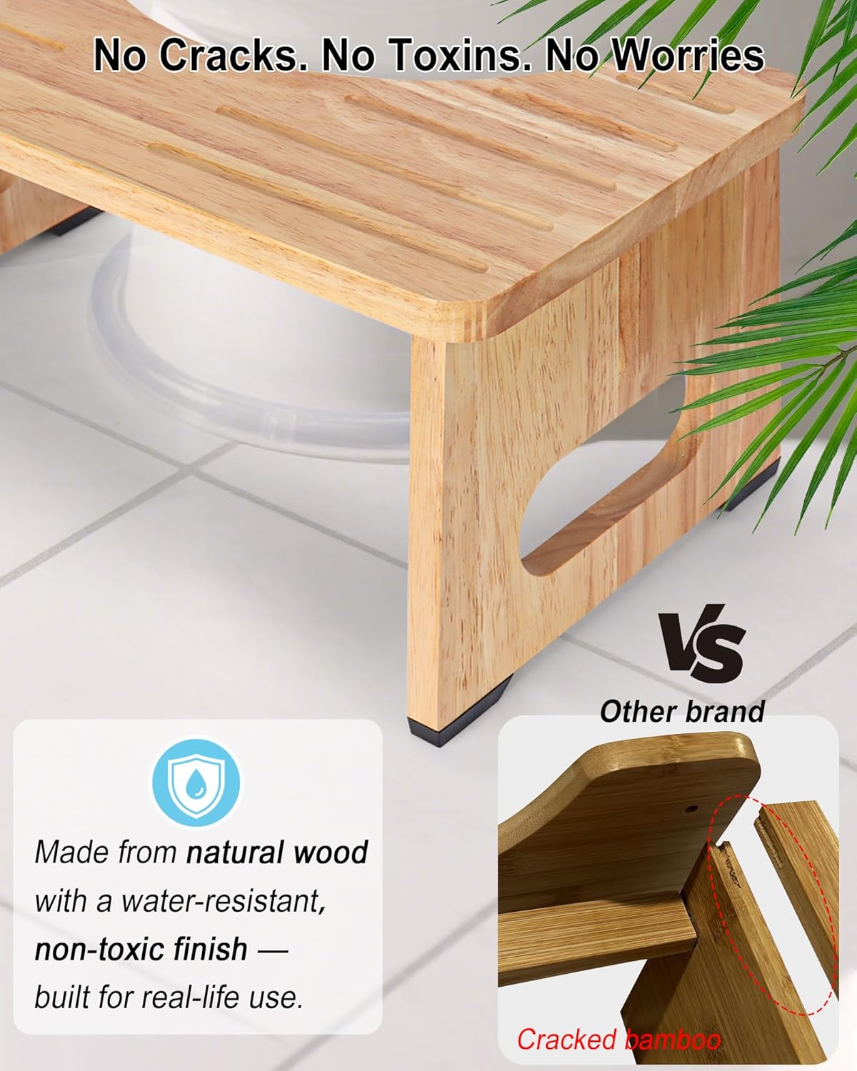 Foldable Portable Toilet Stool for Adults Natural Wood Squatting Standard NEW