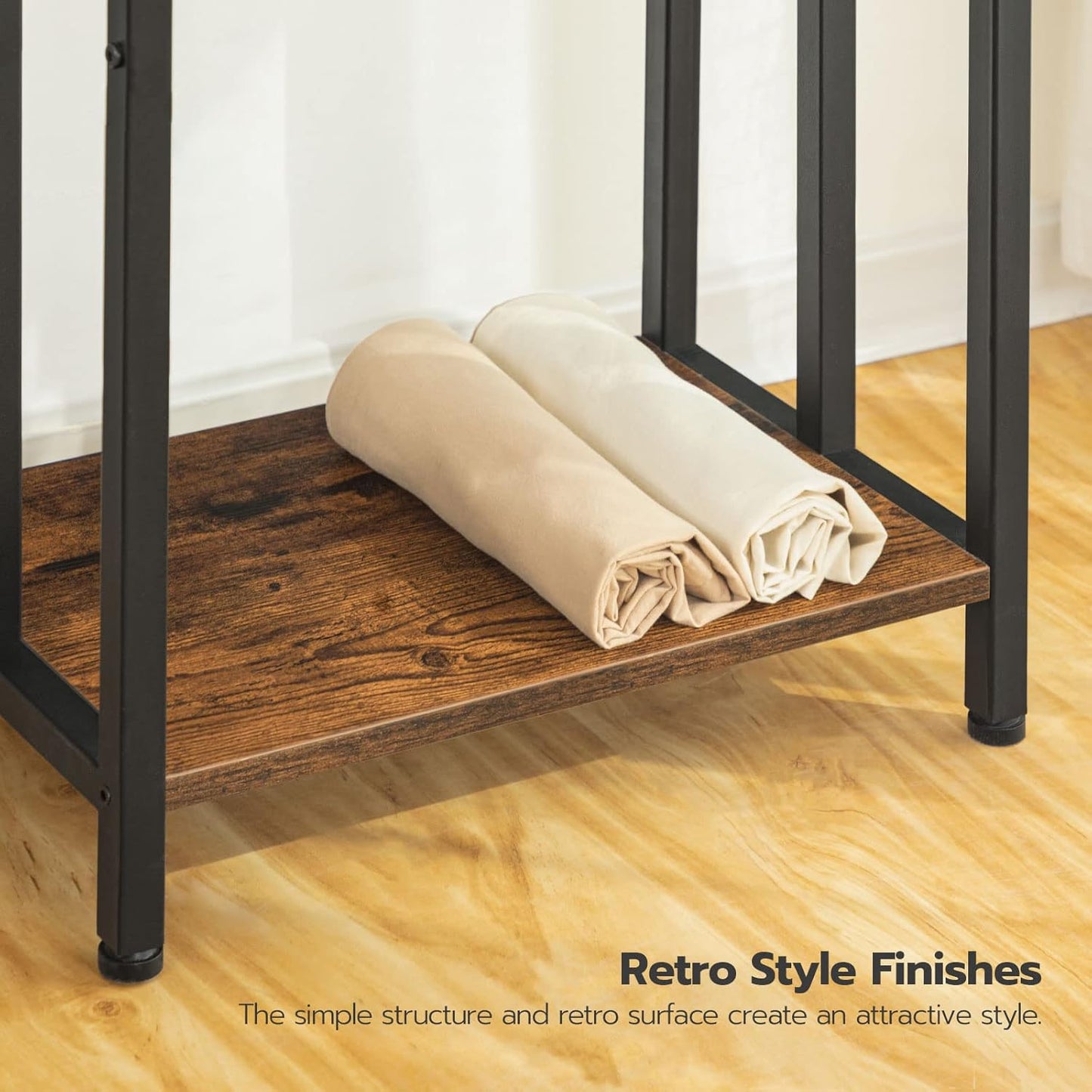 HOOBRO 3-Tier Metal Blanket Rack Towel Ladder Holder Rustic Brown & Black NEW