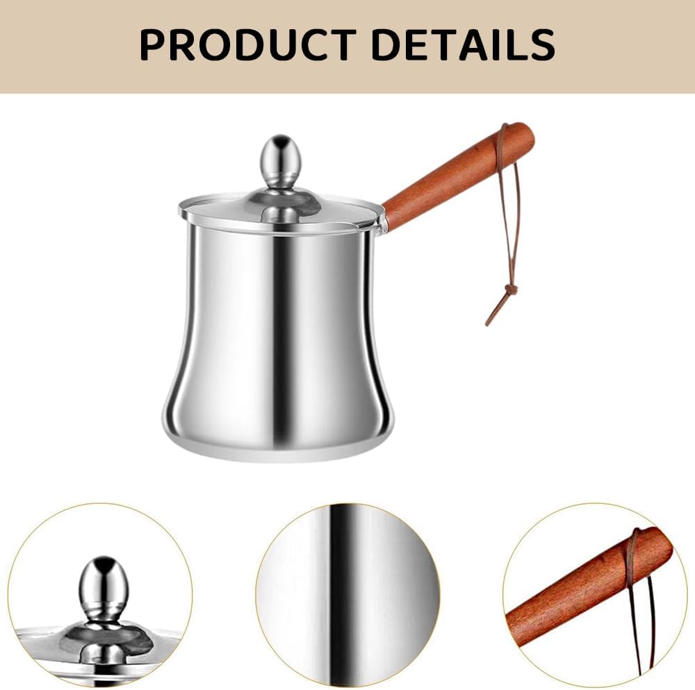 Stainless Steel Turkish Coffee Maker with Milk Warmer, 550ml Silver NEW