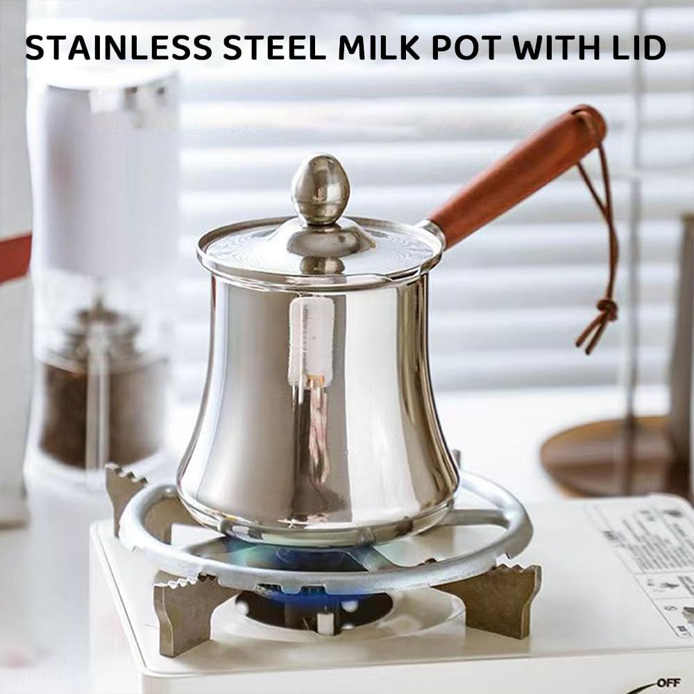 Stainless Steel Turkish Coffee Maker with Milk Warmer, 550ml Silver NEW