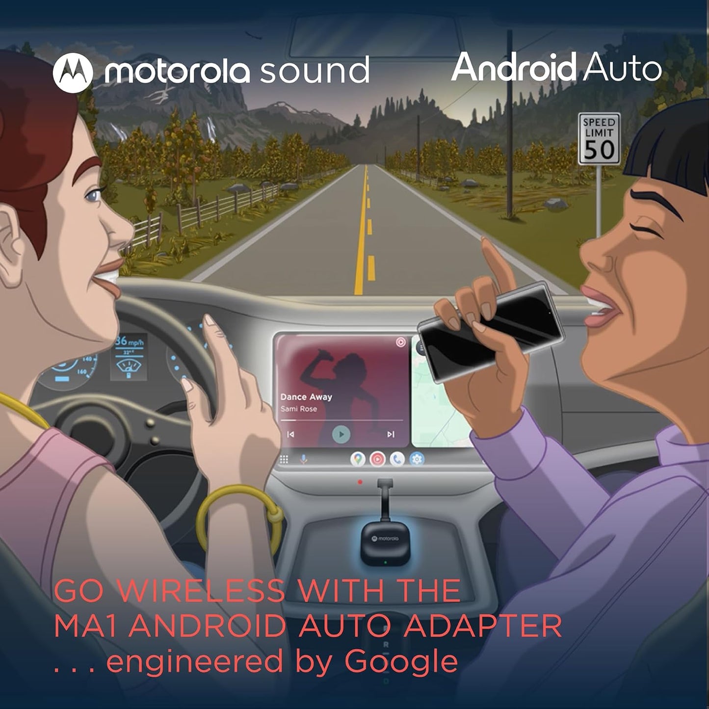 Motorola Sound Wireless Android Auto Car Input Adapter - Easy Setup NEW