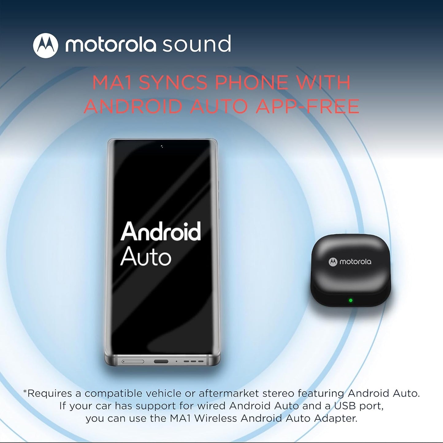 Motorola Sound Wireless Android Auto Car Input Adapter - Easy Setup NEW