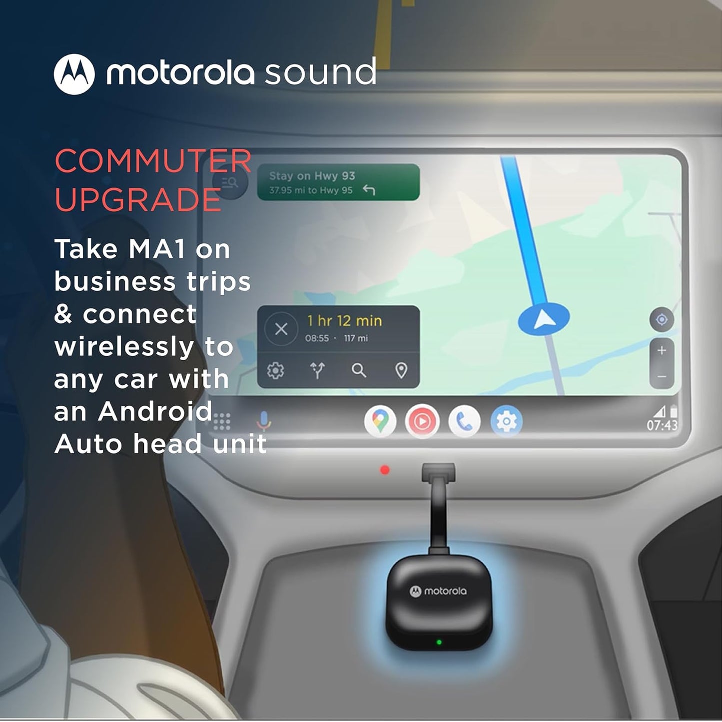 Motorola Sound Wireless Android Auto Car Input Adapter - Easy Setup NEW