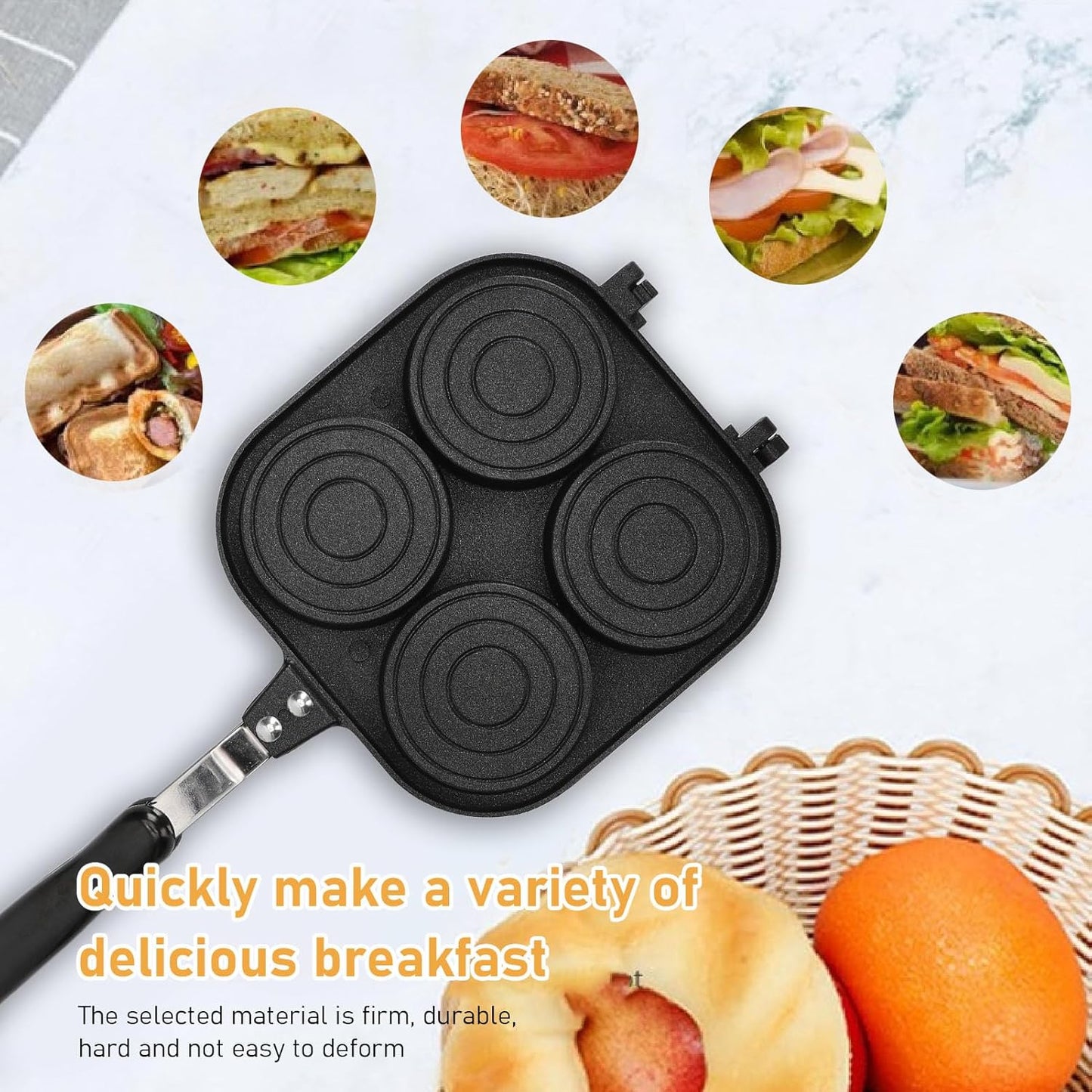 Commercial Waffle Maker Nonstick Aluminum Alloy Portable Durable Black NEW