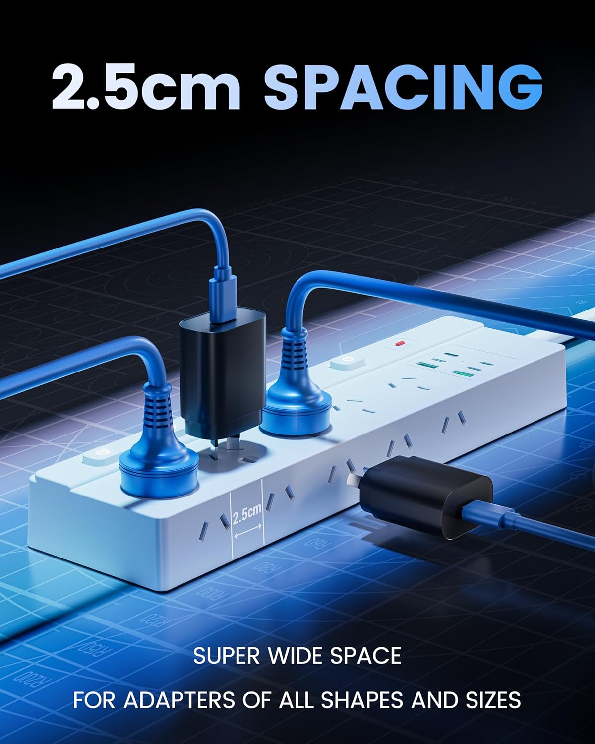 6-Outlet Power Strip with Individual Switches and Surge Protection, White NEW