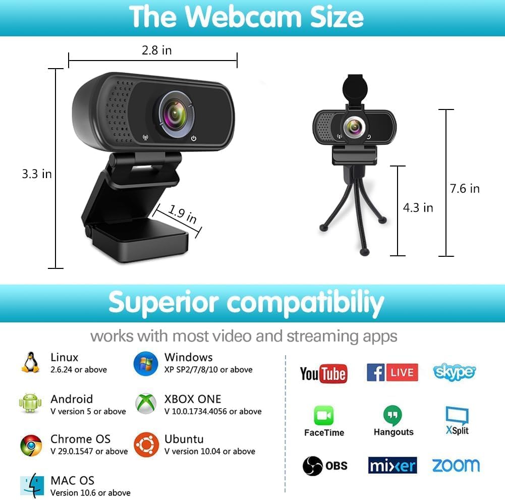 High-Definition 1080P Webcams Webcam with Stereo Microphone for Live NEW