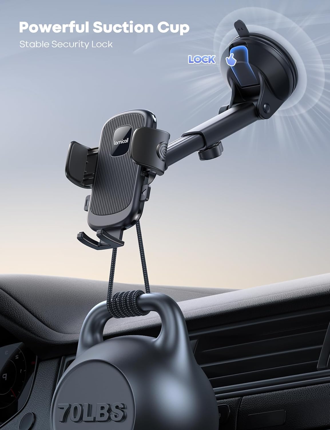 Lamicall Strongest Automobile Accessories Military-Grade Suction Cup Car DEMO