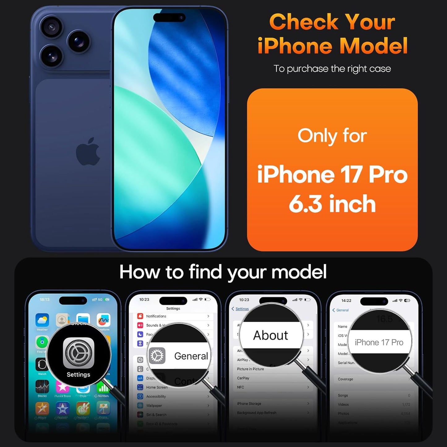 TAURI Basic Phone Cases for iPhone 17 Pro with Screen Protector Deep Blue NEW