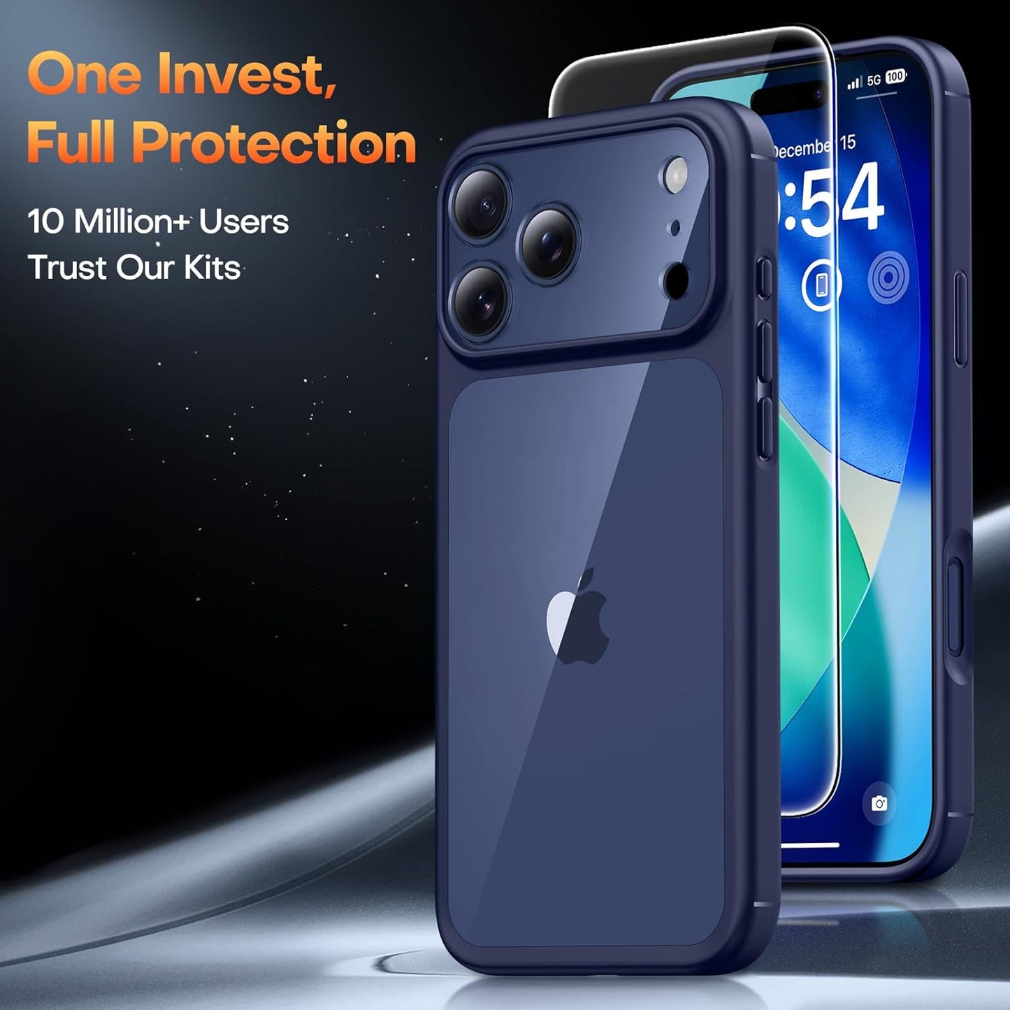 TAURI Basic Phone Cases for iPhone 17 Pro with Screen Protector Deep Blue NEW