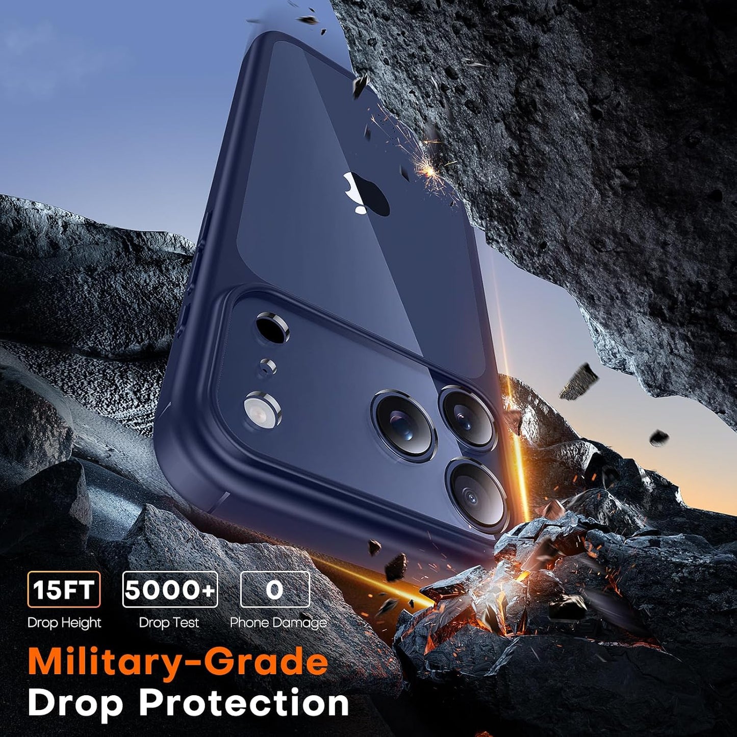TAURI Basic Phone Cases for iPhone 17 Pro with Screen Protector Deep Blue NEW