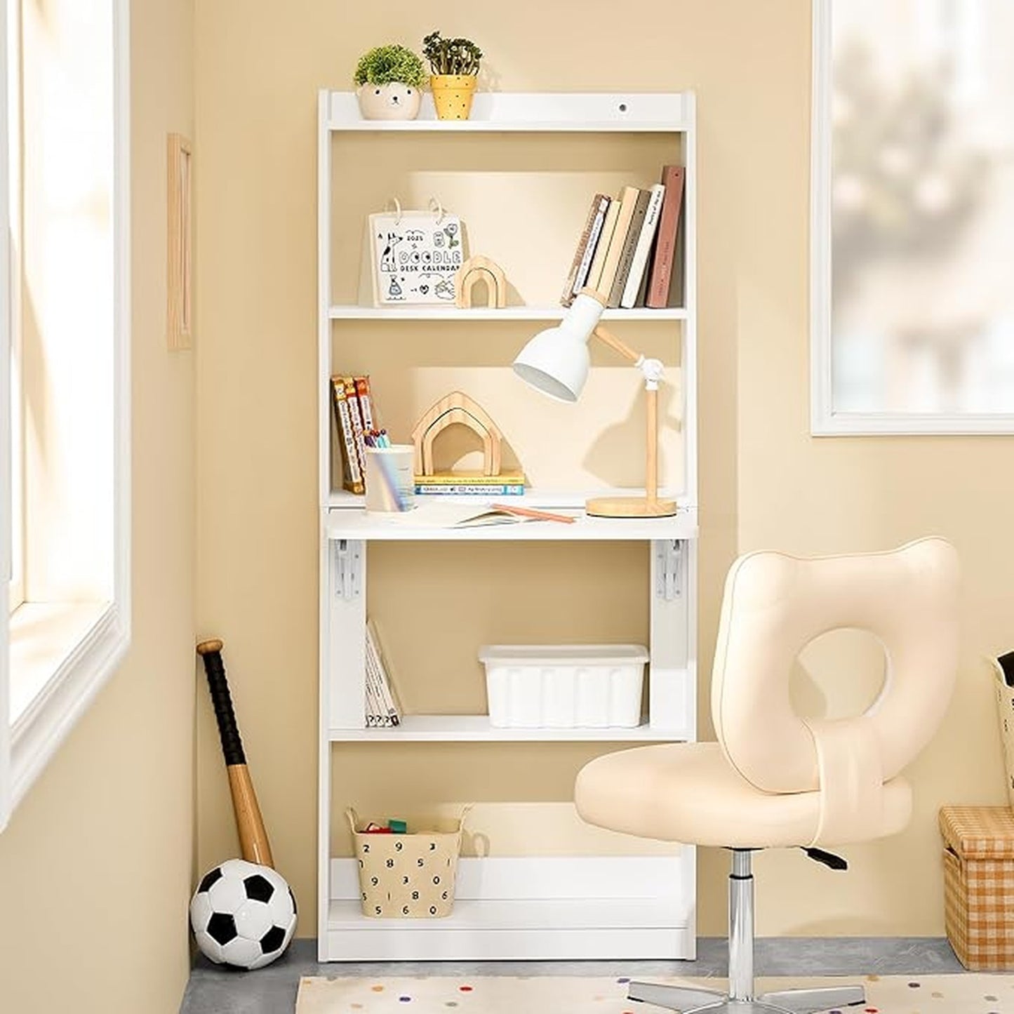 SoBuy Foldable Desks Computer Desk Workstation with Storage Shelves White NEW