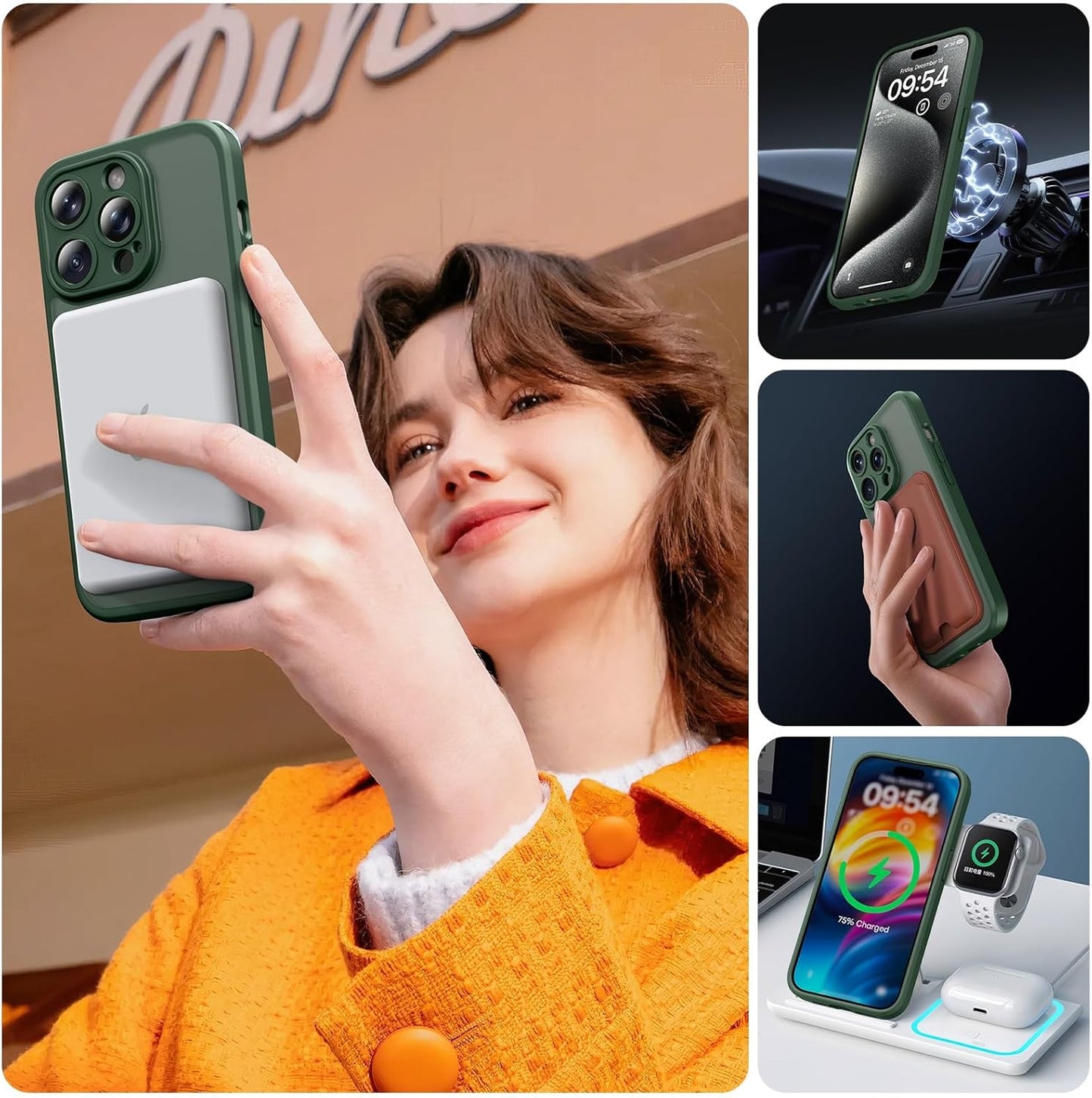 TOCOL Alpine Green iPhone 15 Pro Max Magsafe Protective Phone Case Size NEW