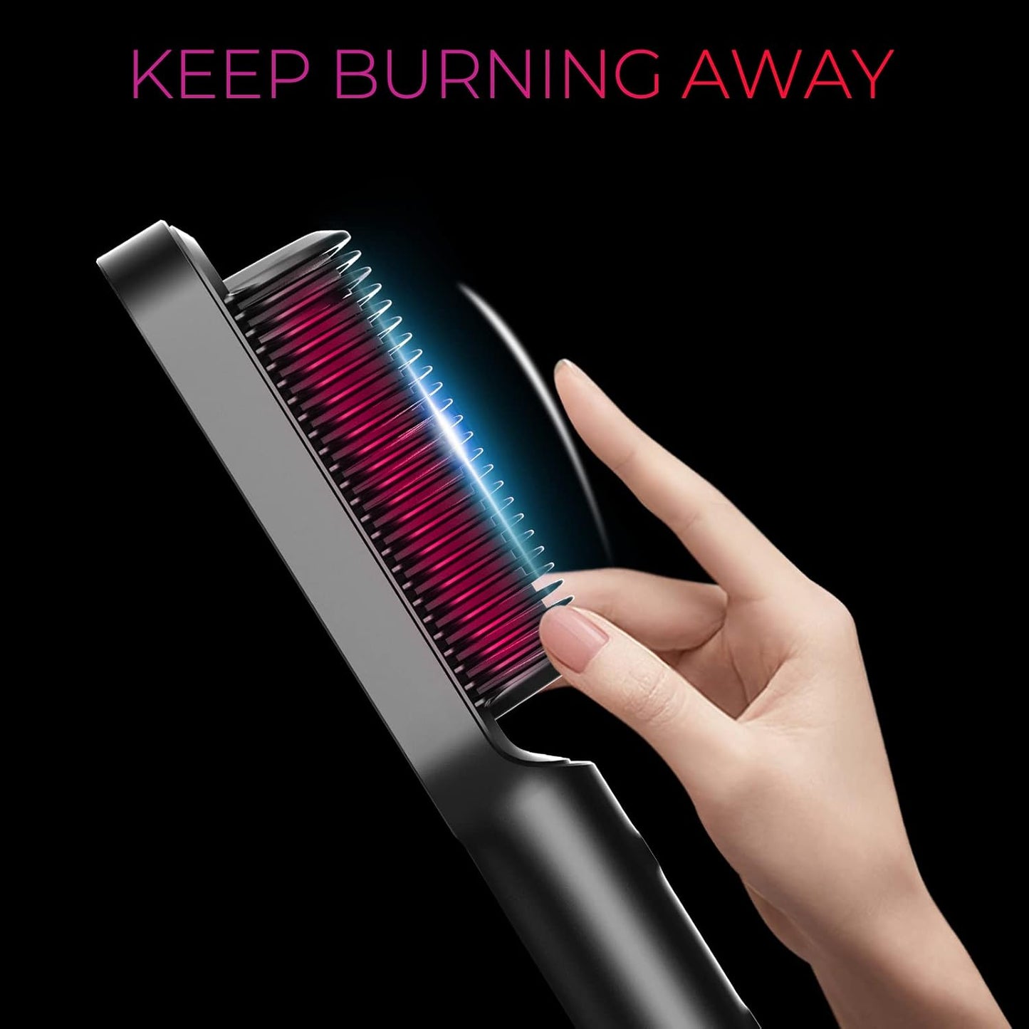 TYMO Grey Hair Straightening Brush with Built-in Comb for Fast Heating NEW
