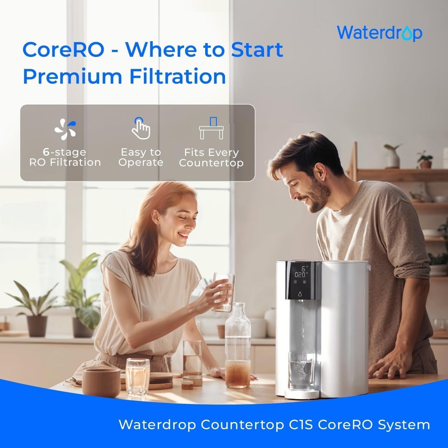 Waterdrop 6-Stage Reverse Osmosis Countertop Water Filtration System White DEMO