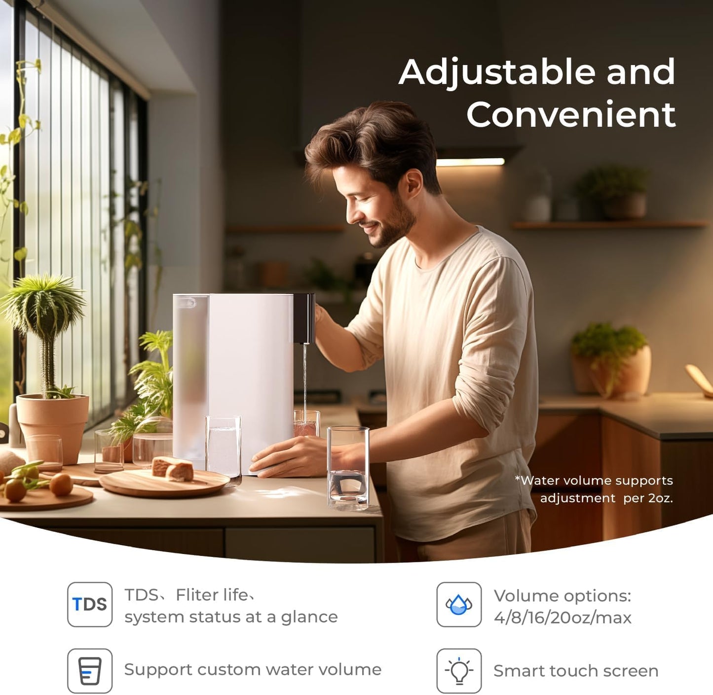 Waterdrop 6-Stage Reverse Osmosis Countertop Water Filtration System White DEMO