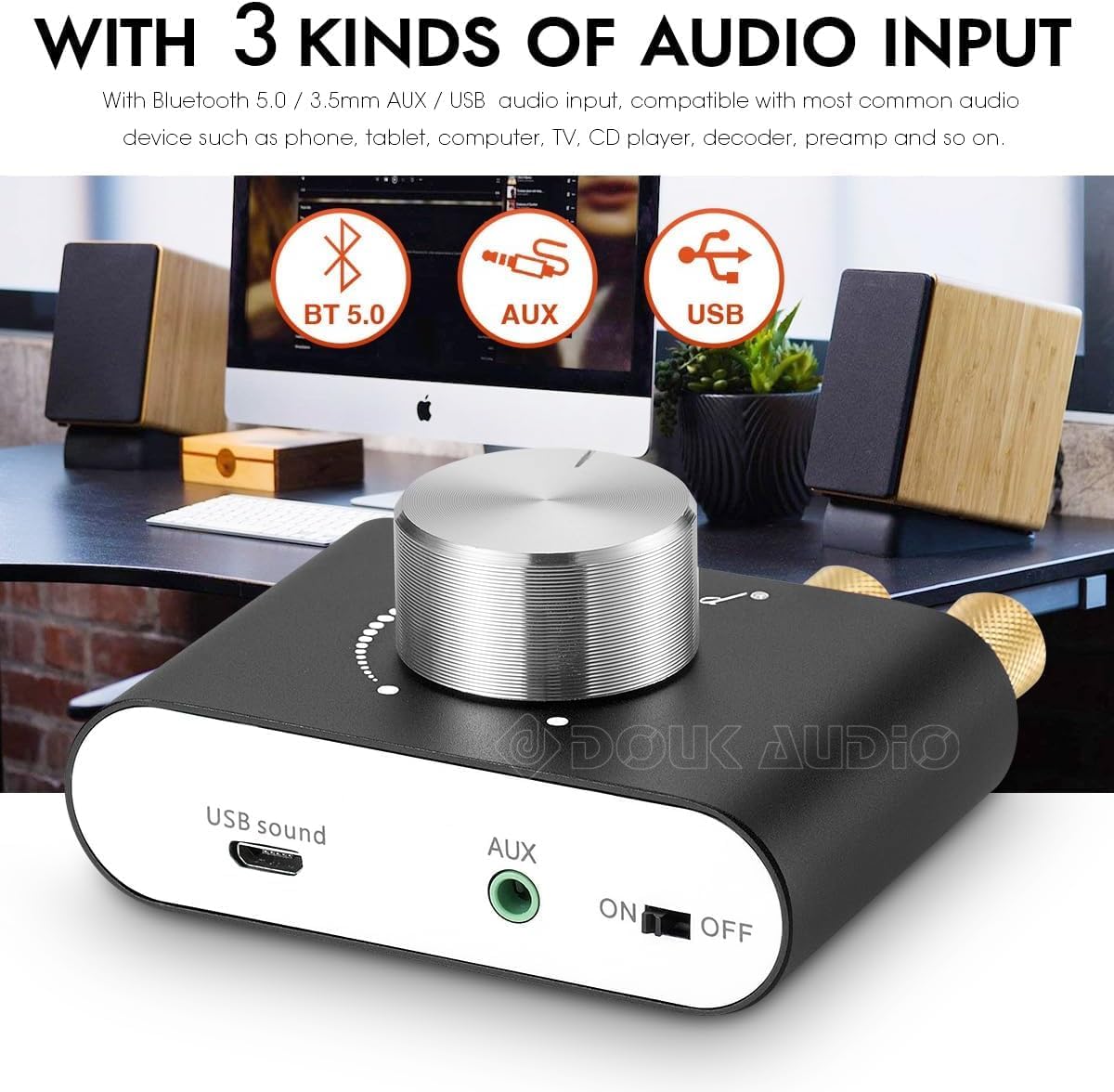 Douk Audio Amplifiers Mini Bluetooth Stereo Hi-Fi Digital Amplifier 2.0 - NEW