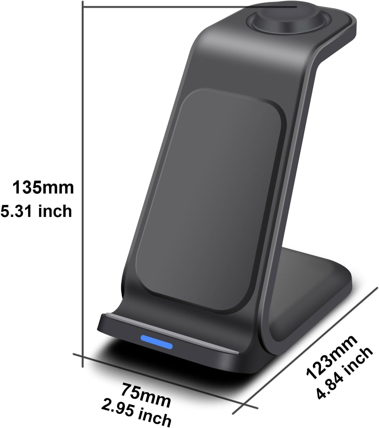 15W Fast Wireless Charging Station Stand for Samsung Galaxy Phones - Black DEMO