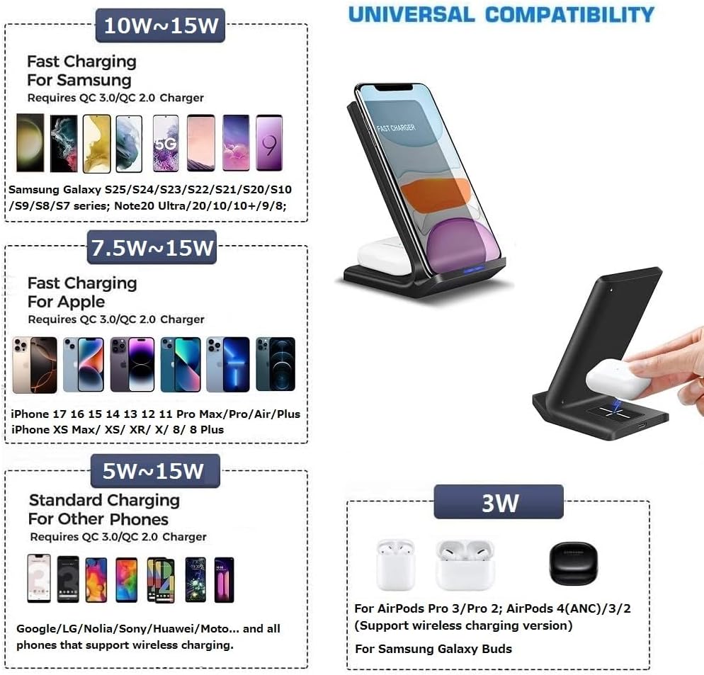 Powerful 2-in-1 Wireless Charging Station for iPhone & Android - 15W Fast DEMO