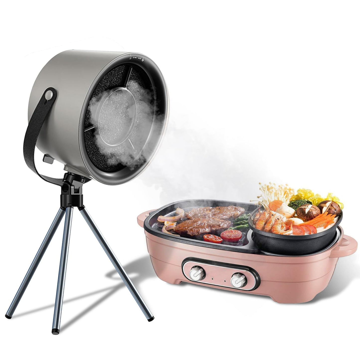 Portable Grey Kitchen Exhaust Fan Stove Air Range Hood Smoke Filter for DEMO