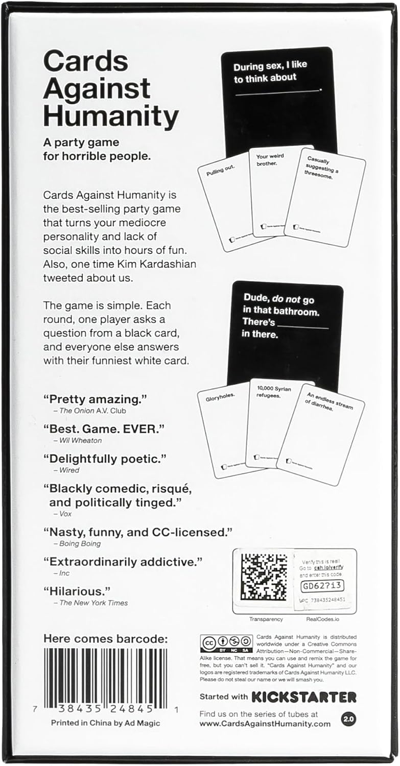 Cards Against Humanity Dedicated Deck Card Game Party with 600 US Version NEW