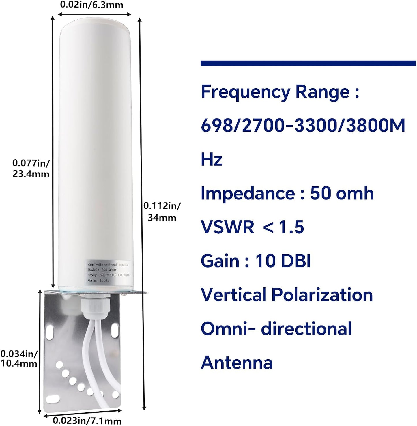 Boobrie Outdoor WiFi Antenna High Gain 10dBi 4G 5G LTE Omni Networking NEW