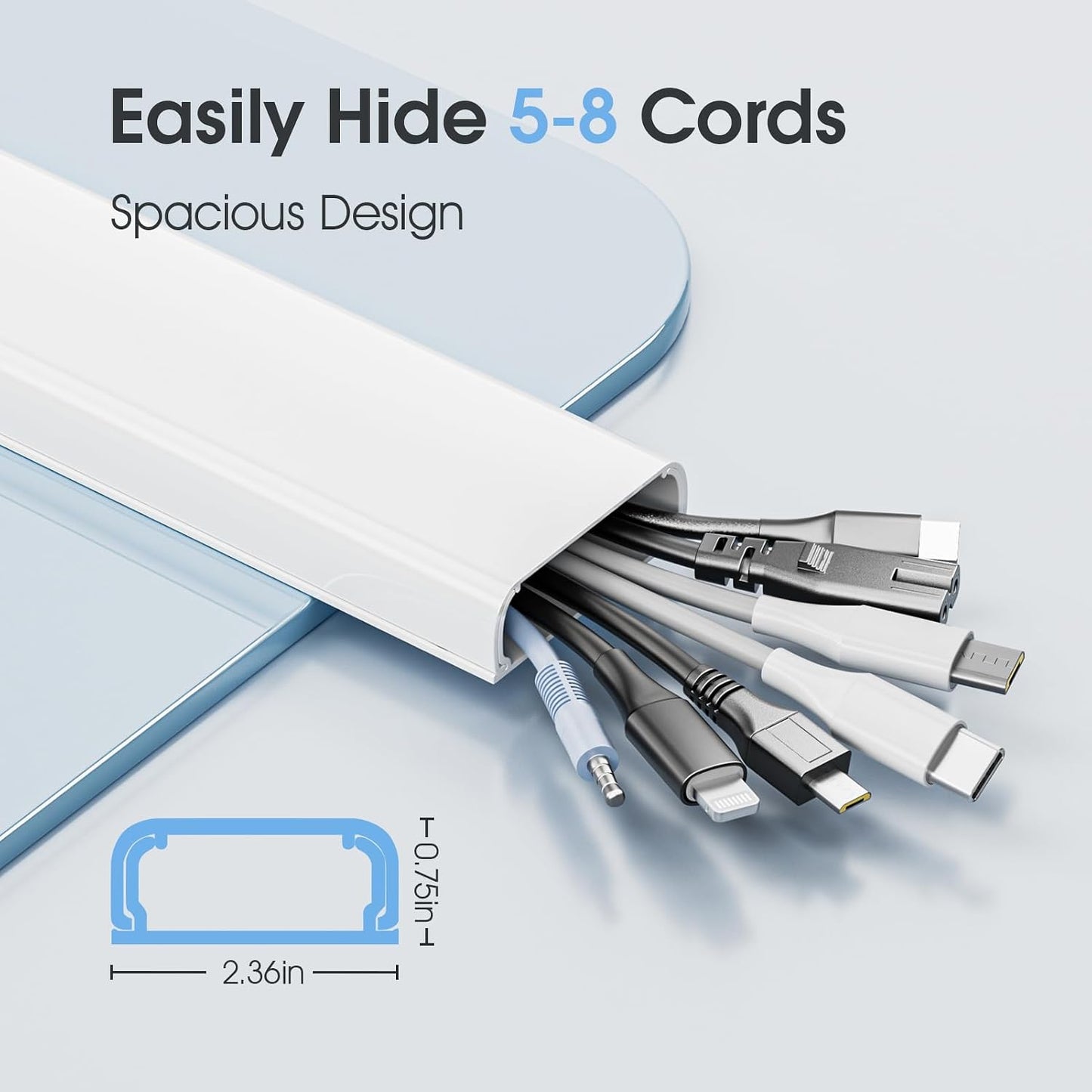 Yecaye 47-Inch Paintable Cable Hider Cover to Conceal TV Cords on Wall NEW
