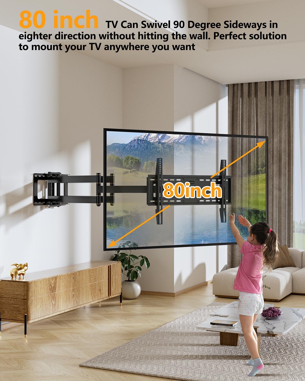 FORGING MOUNT Heavy Duty TV Wall Bracket for 50-90 Inch TVs, Black, Sturdy DEMO