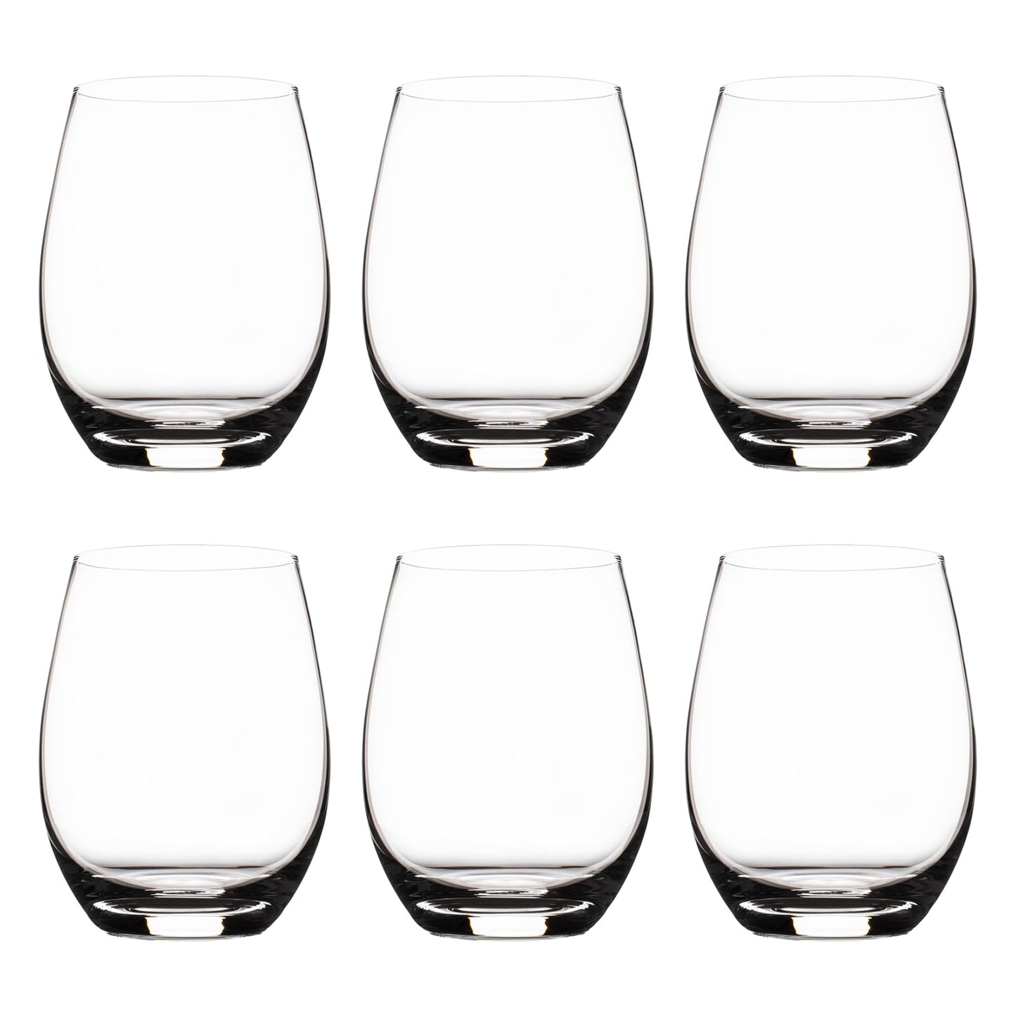 Cystone Premium Stemless Crystal Wine Glasses Set of 6 Large 450ml Size NEW