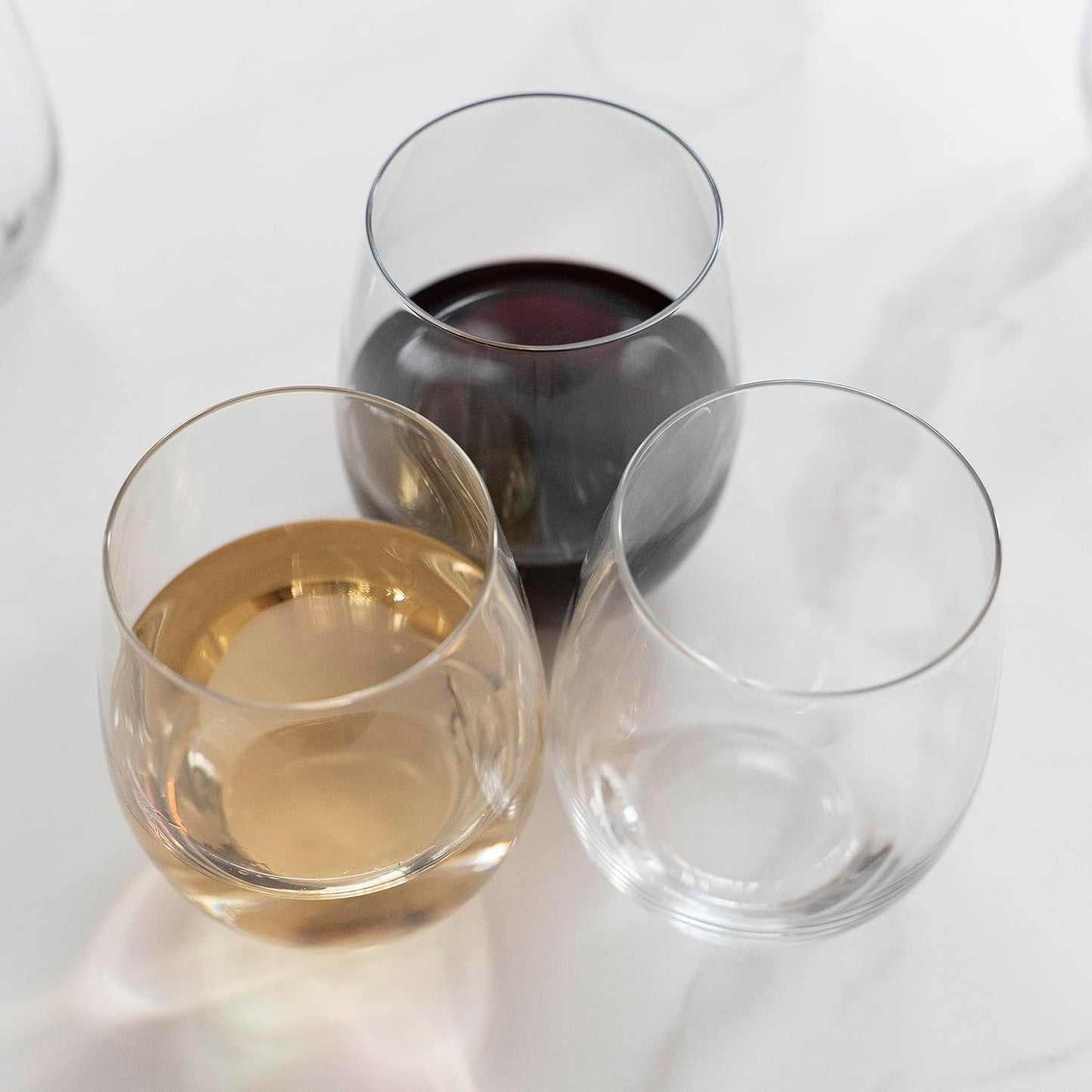 Cystone Premium Stemless Crystal Wine Glasses Set of 6 Large 450ml Size NEW