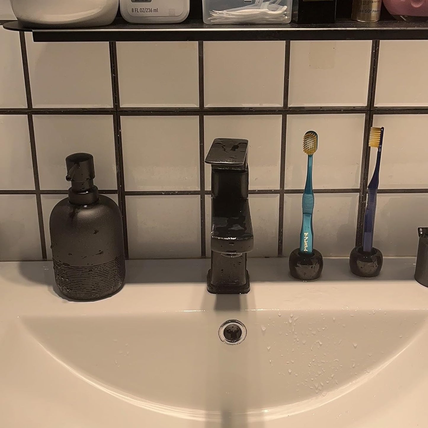 Premium 300ml Black Pump Dispenser for Bathroom Countertop - Capacity Size NEW