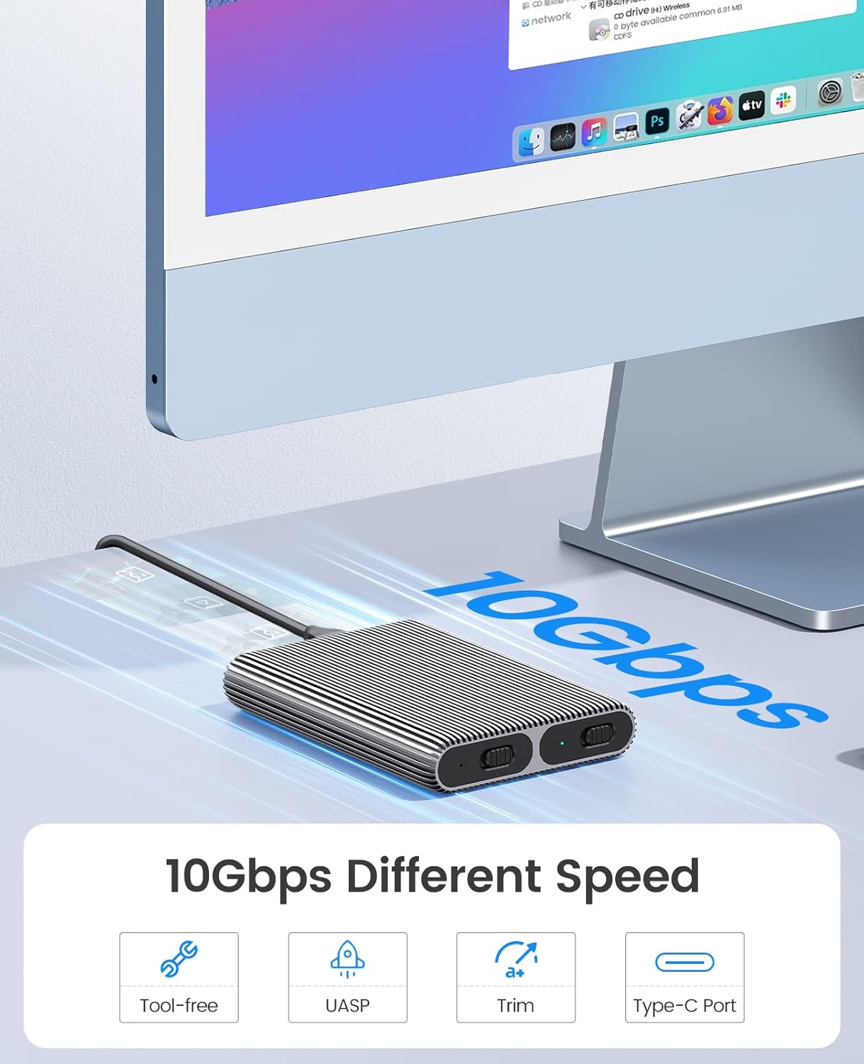 ORICO M.2 Enclosures NVMe SSD Enclosure USB-C Adapter - Aluminium Silver DEMO