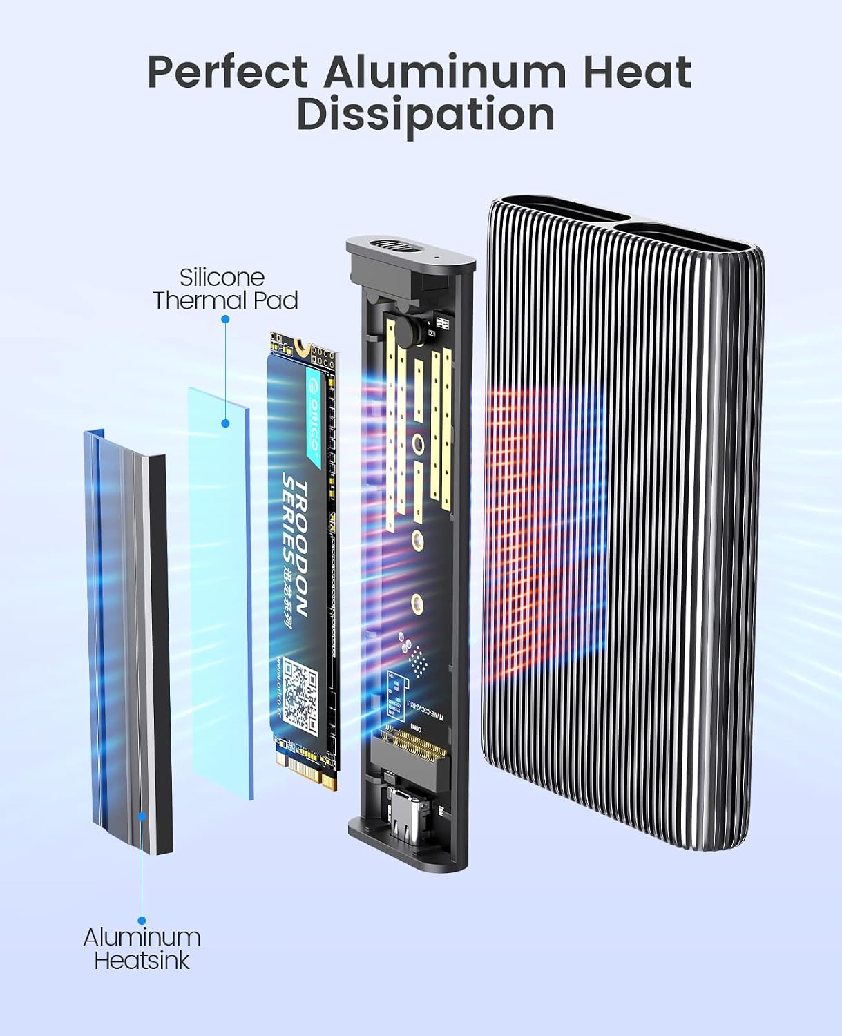 ORICO M.2 Enclosures NVMe SSD Enclosure USB-C Adapter - Aluminium Silver DEMO