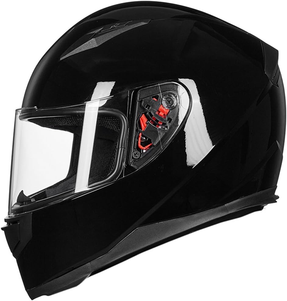 ILM Motorcycle Full Face Helmet Tinted Lens Detachable Neck Gloss Black NEW