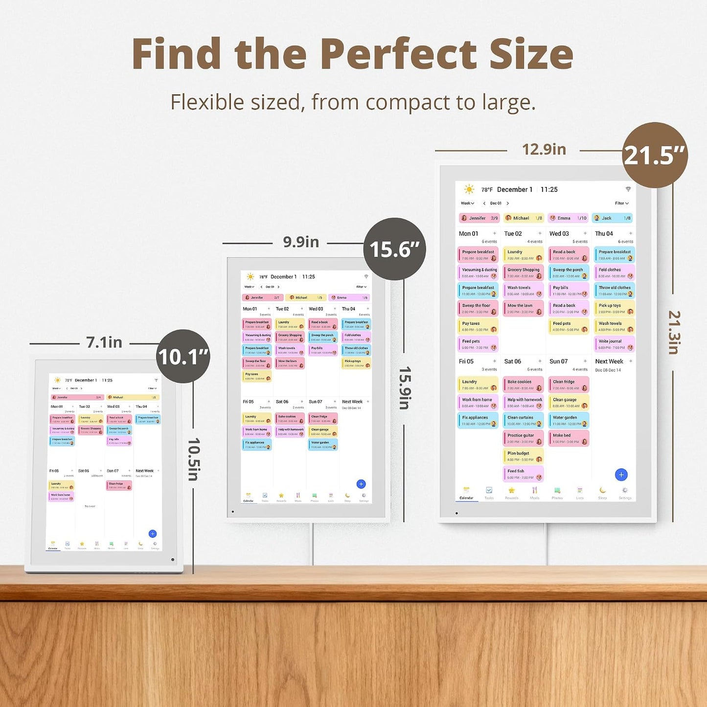 Dragon Touch 21.5" Full HD Interactive Wall Calendar 2026 - White, Planner DEMO