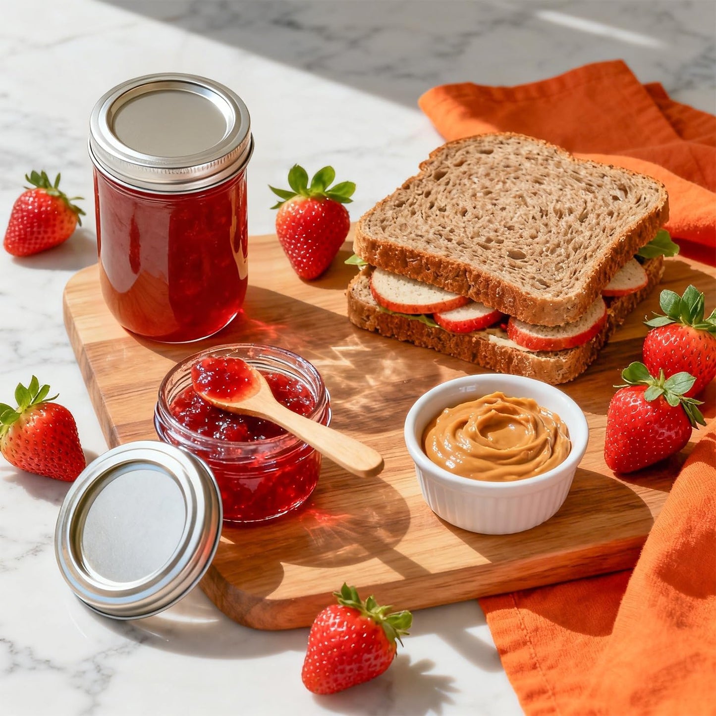 ComSaf 4oz Glass Mason Jars 8 Pack Regular Mouth Canning with Lids Clear & NEW