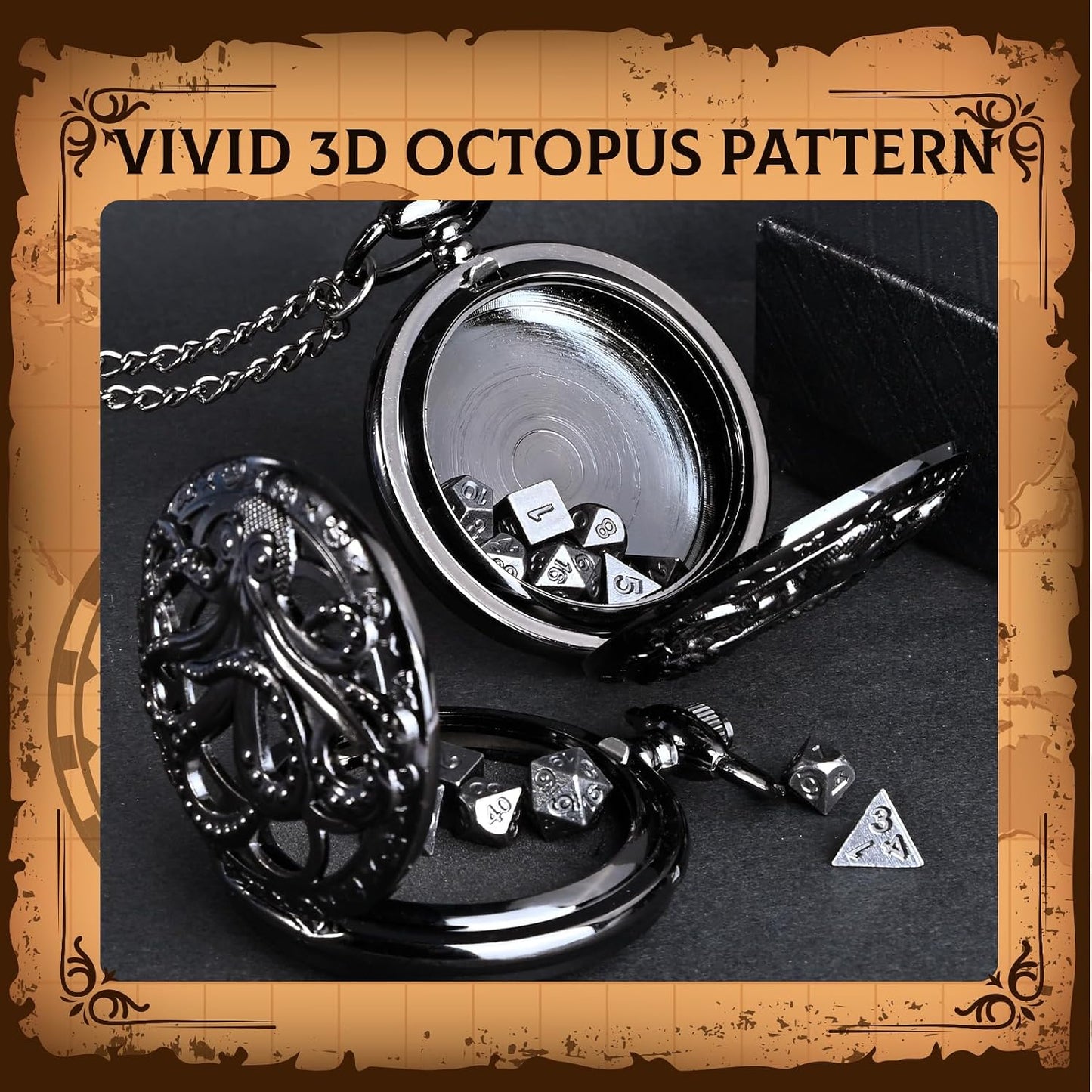 Infinity Guard 7-Piece Polyhedral Metal Role Playing Dice Set Black 3.23 NEW