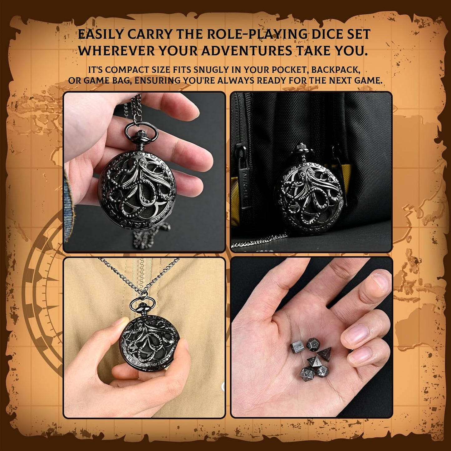 Infinity Guard 7-Piece Polyhedral Metal Role Playing Dice Set Black 3.23 NEW