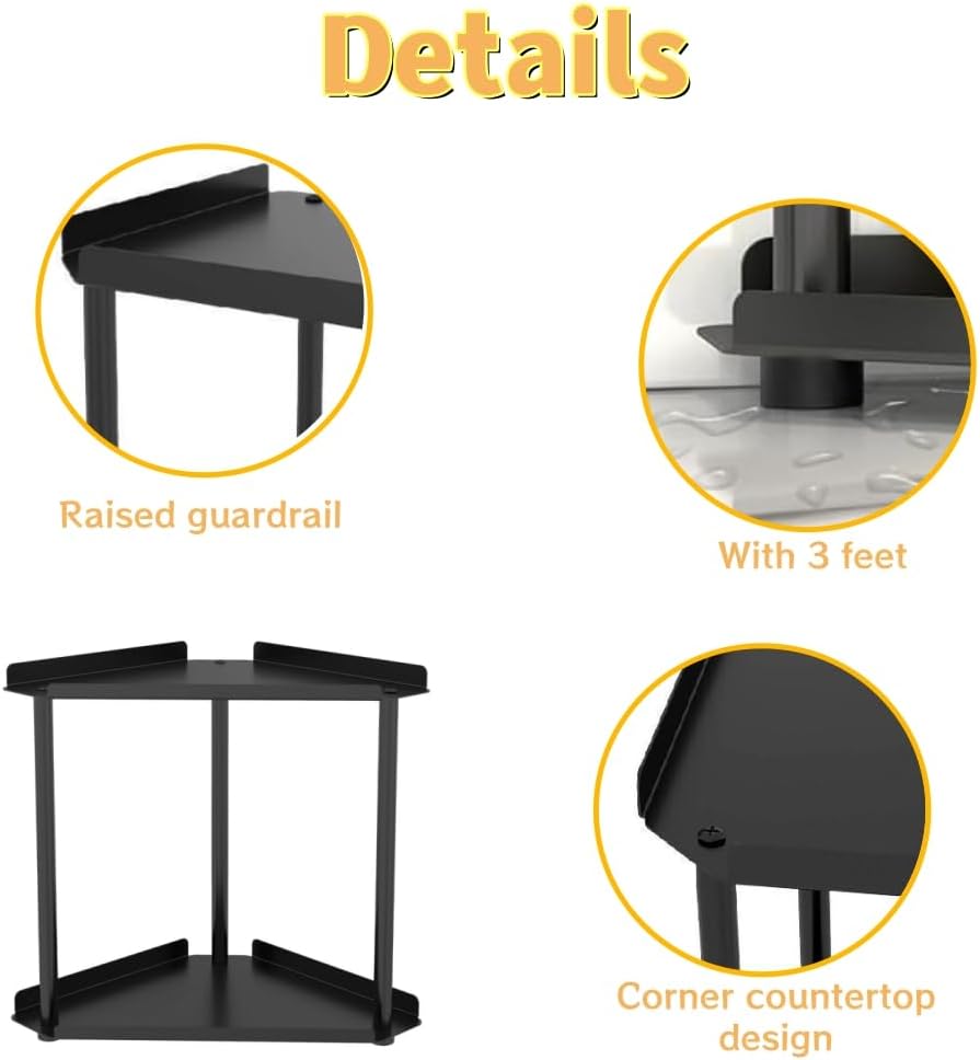 Sleek 2-Tier Bathroom Vanity Organizer Shelf, Black, 27x27x1cm, Makeup DEMO