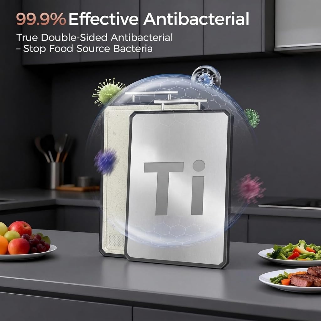 Titanium Chopping Board Textured Double-Sided Kitchen Cutting Grey 16"L x NEW