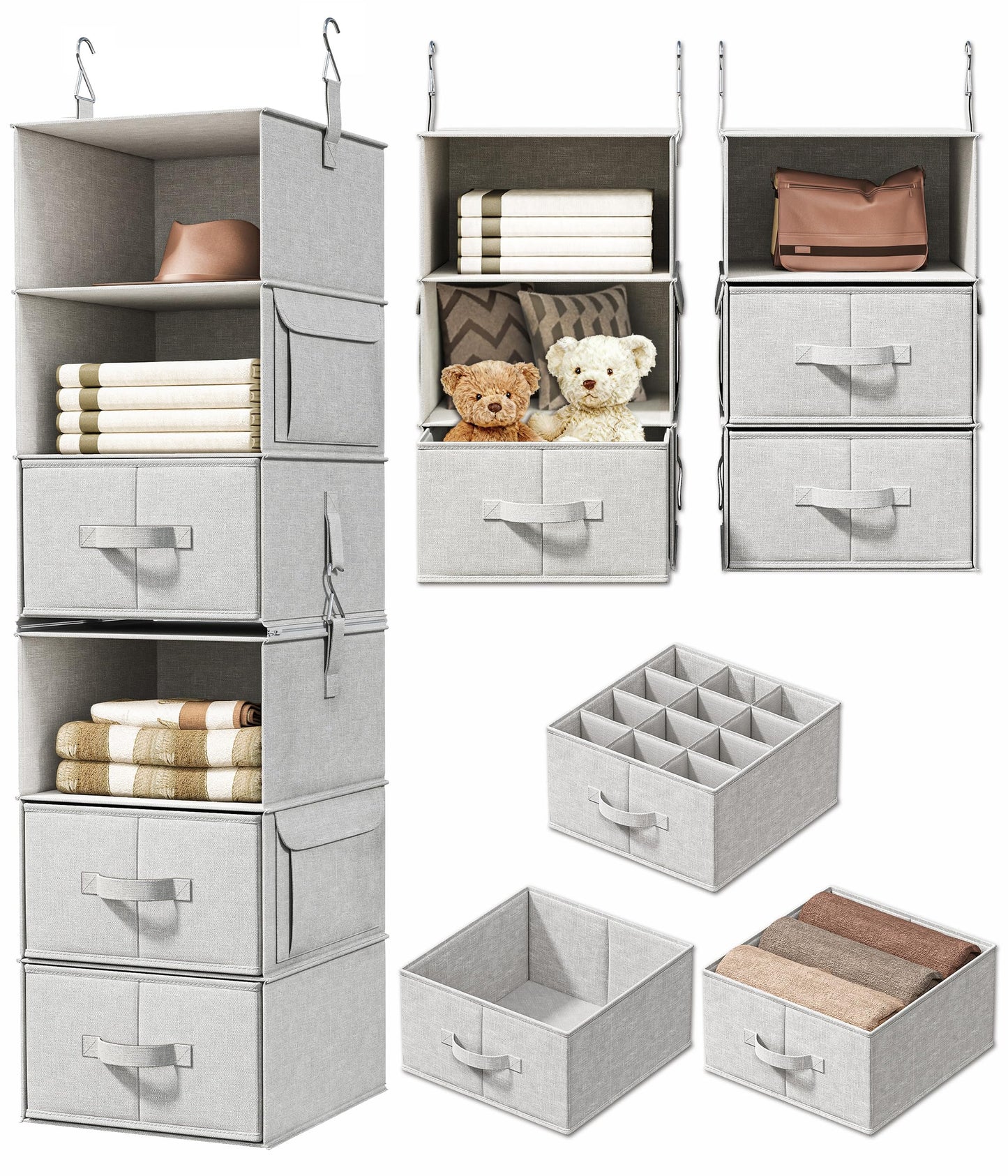 Vailando 6 Shelf Hanging Closet Organizer Wardrobe Storage System Grey Size NEW