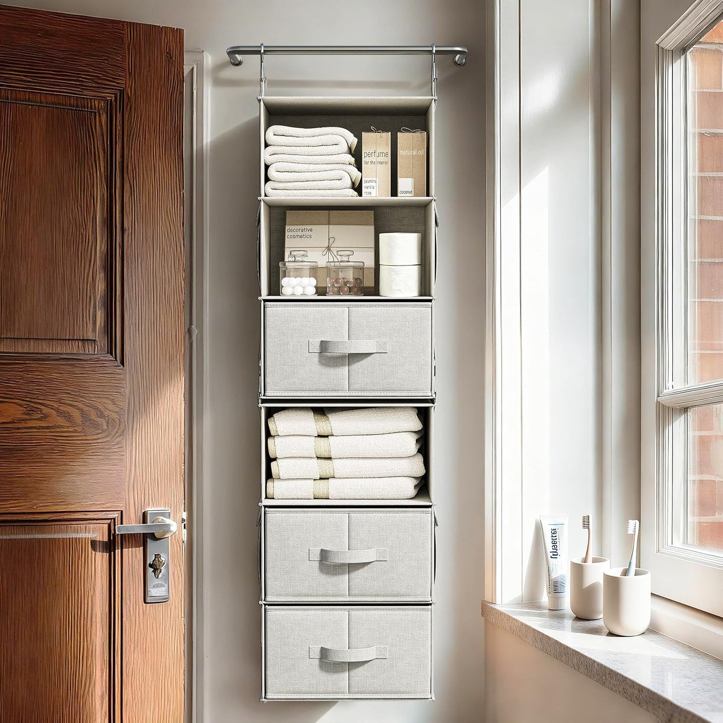 Vailando 6 Shelf Hanging Closet Organizer Wardrobe Storage System Grey Size NEW
