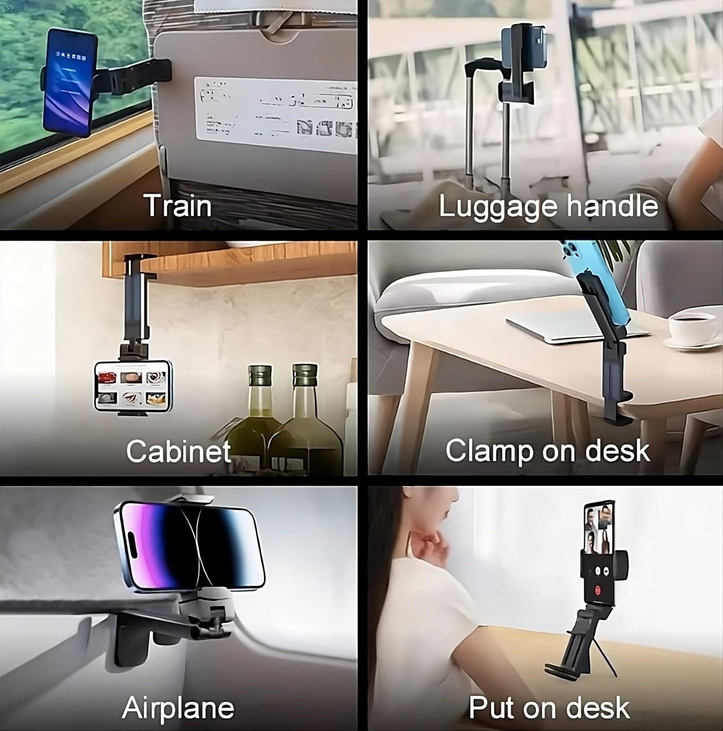 Foldable Black Phone Stand Holder for Desk, Bedstand NEW