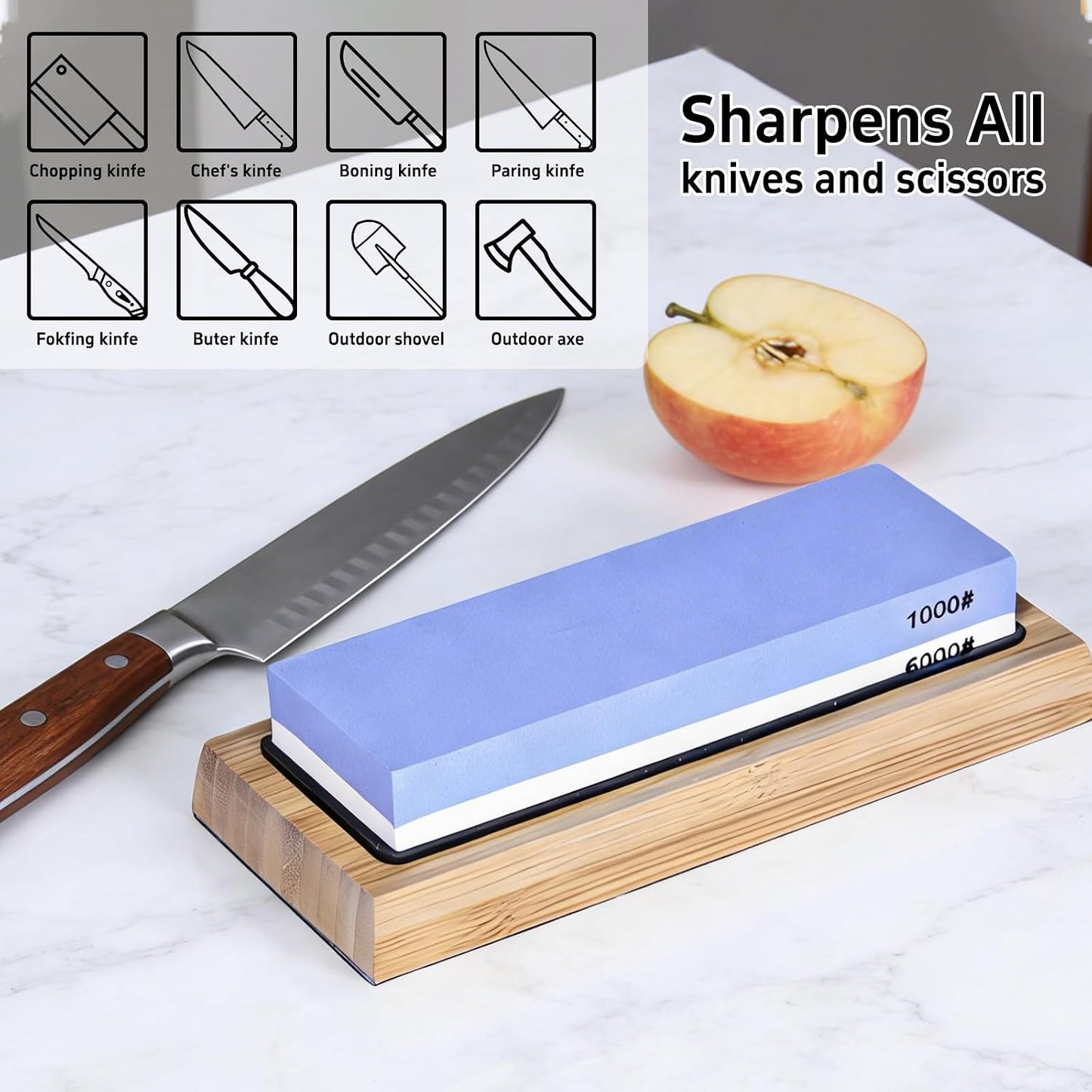 Whetstones Knife Sharpening Stone Set 1000/6000 Grit Blue & White Size NEW