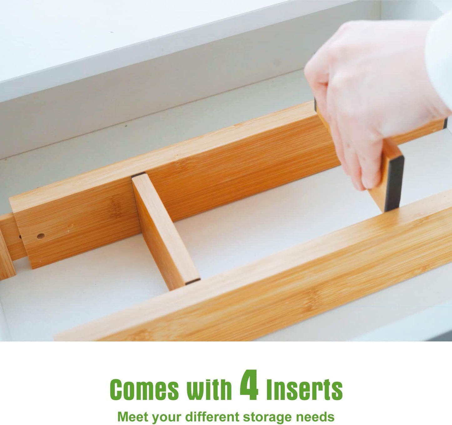 ANTOWIN Expandable Bamboo Drawer Dividers Organizers Separators for DEMO