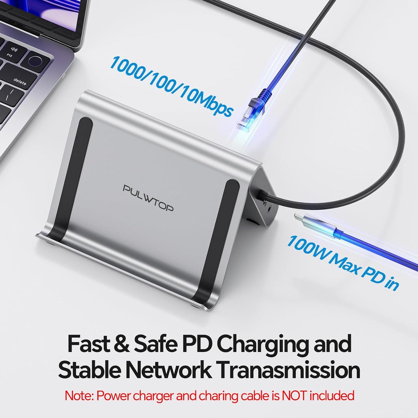 PULWTOP Dual Monitor 4K Docking Station for MacBook Pro/Air, Grey DEMO