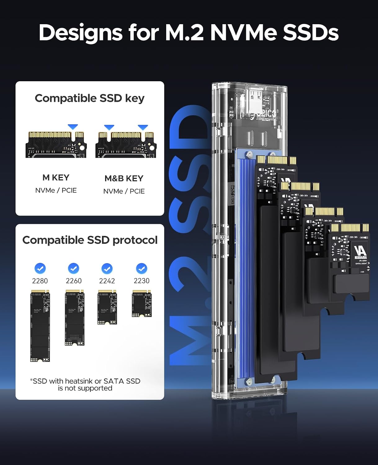 ORICO Transparent Enclosures USB 3.1 Type-C 10Gbps NVMe M.2 SSD Enclosure DEMO
