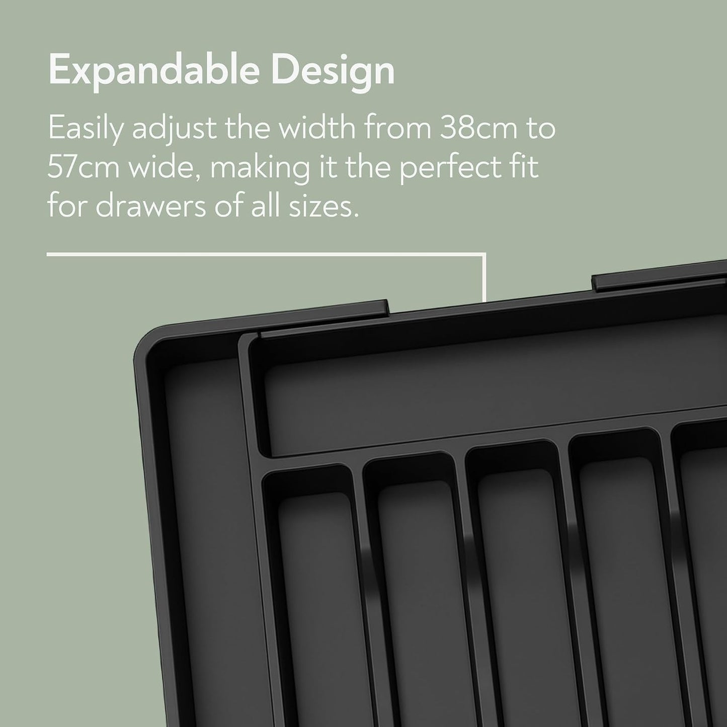 Expandable Adjustable Cutlery Drawer Organizer Large Kitchen Storage Black NEW
