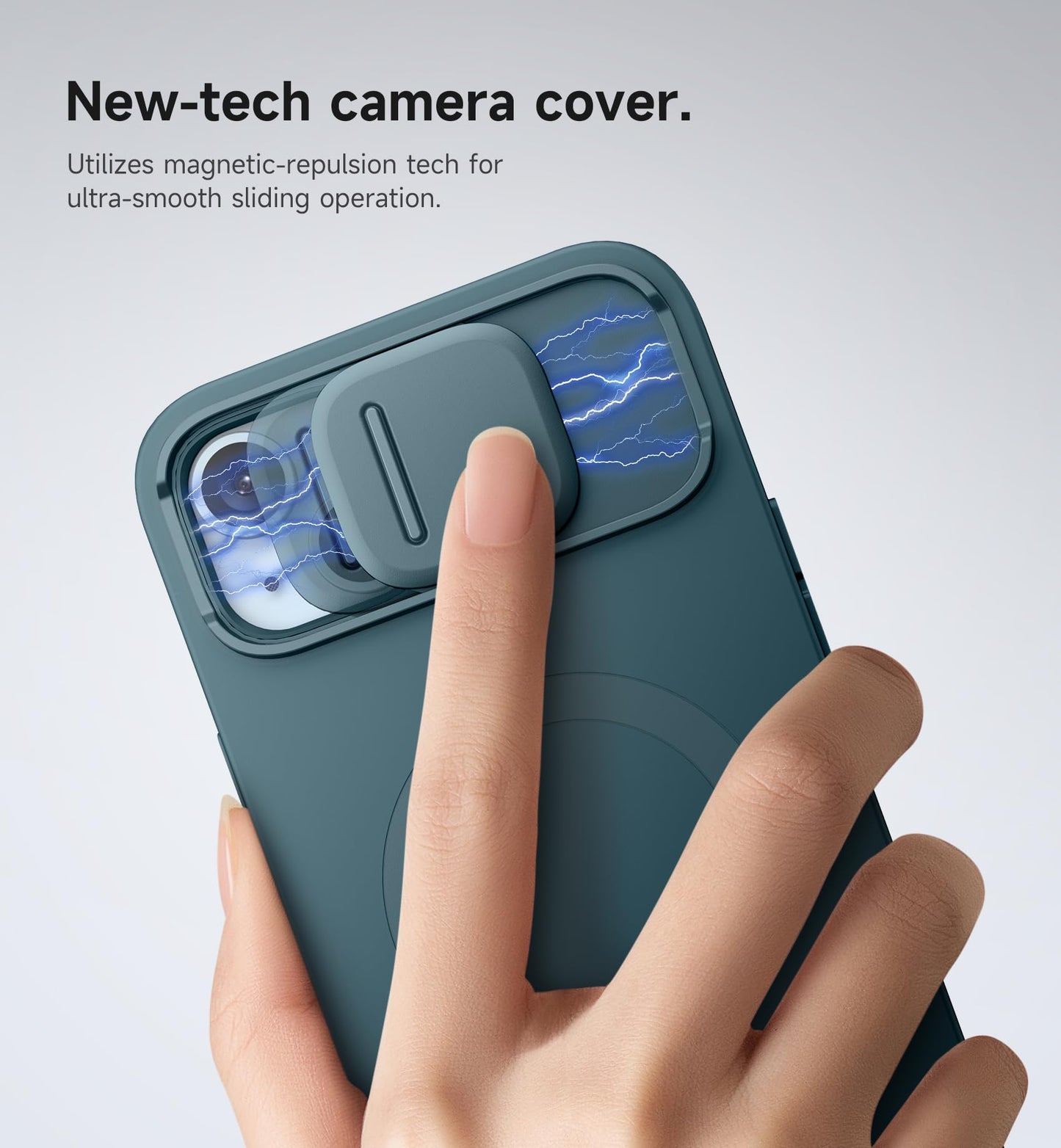 SURITCH iPhone 14 Plus Phone Case Magnetic Camera Slide Cover Lake Green DEMO